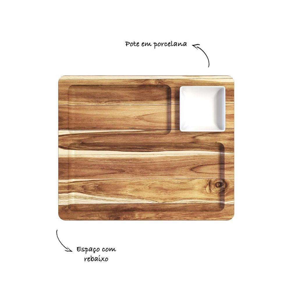 Petisqueira Teca Com 2 Divisões E 1 Pote - Stolf - 3
