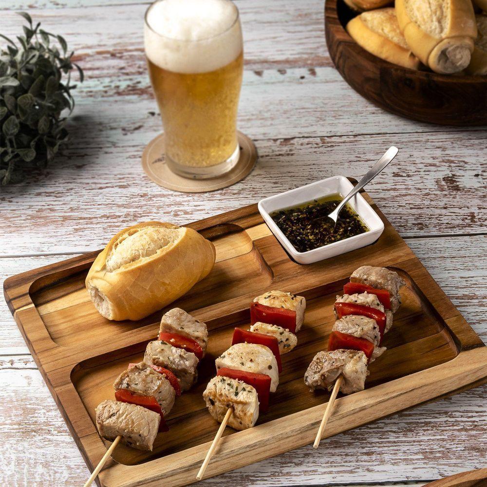 Petisqueira Teca Com 2 Divisões E 1 Pote - Stolf - 4