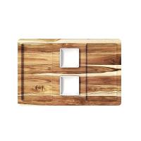 Petisqueira Retangular De Madeira Teca Com 2 Potes - Stolf - 1