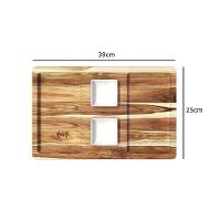 Petisqueira Retangular De Madeira Teca Com 2 Potes - Stolf - 3