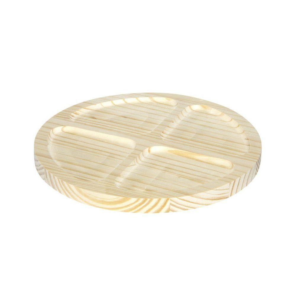 Petisqueira Redonda De Madeira Pinus Com 4 Divisões - Stolf 24cm - 1