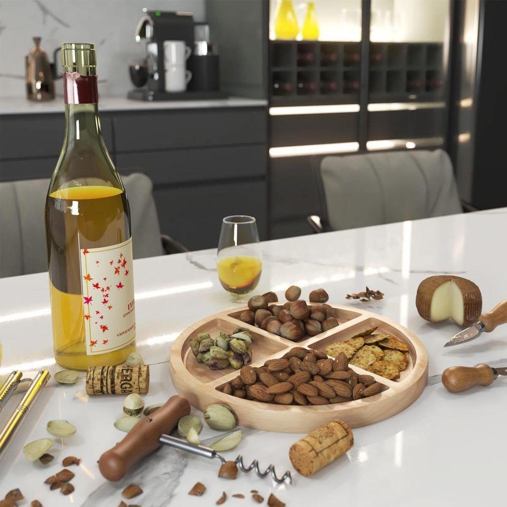 Petisqueira Redonda De Madeira Pinus Com 4 Divisões - Stolf 24cm - 3