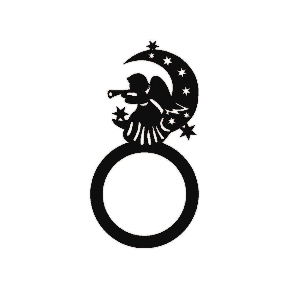 Porta Guardanapo Anjo De Natal Kit Com 4 Peças 4,5cmx8,5cm - Cria Arte Laser Preto - 1