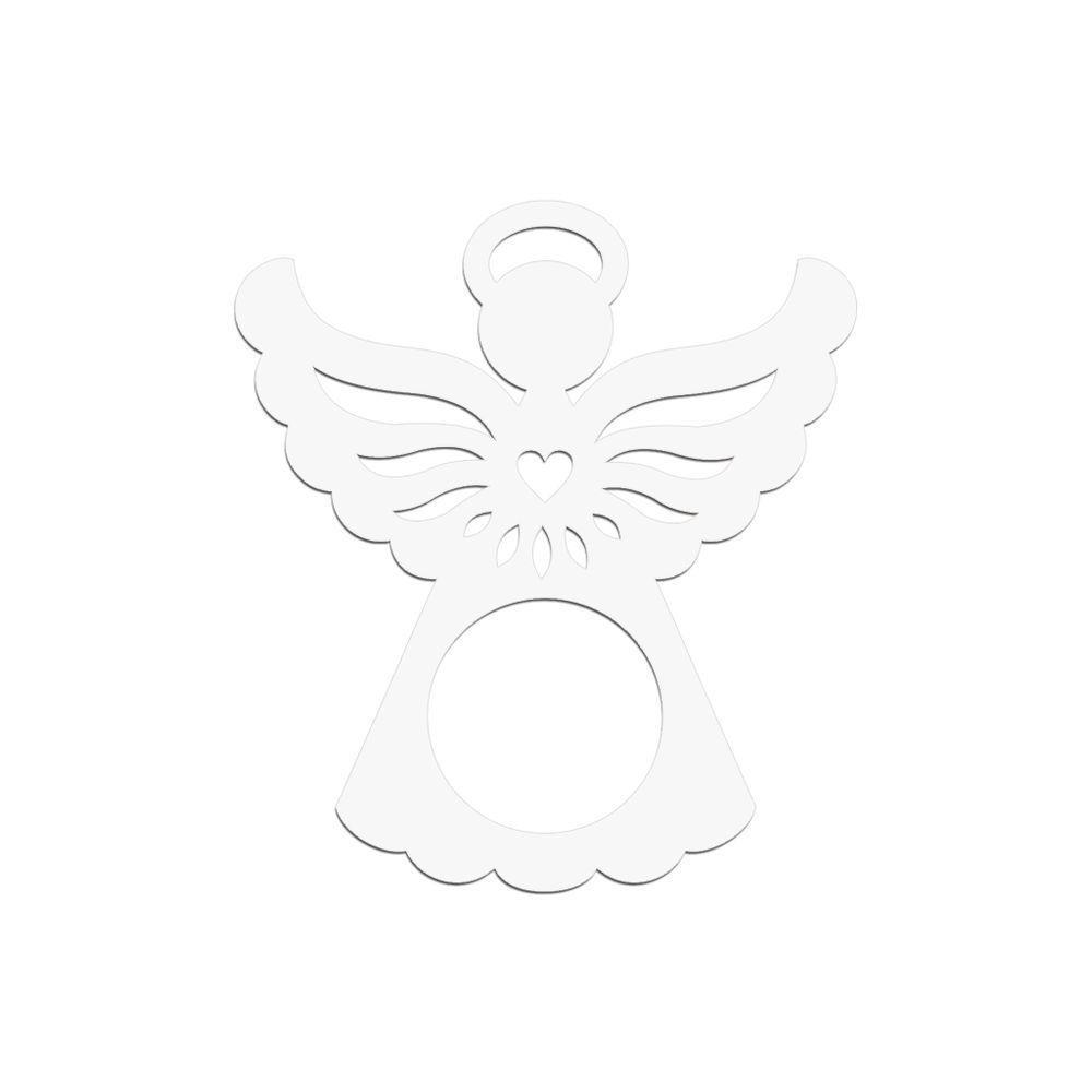 Porta Guardanapo Anjinho Kit Com 4 Peças 7cmx8cm - Cria Arte Laser Branco - 1