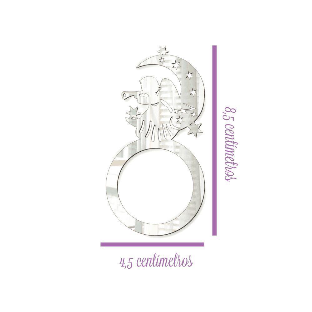 Porta Guardanapo Anjo De Natal Espelhado Kit Com 4 Peças 4,5cmx8,5cm - Cria Arte Laser Dourado - 1