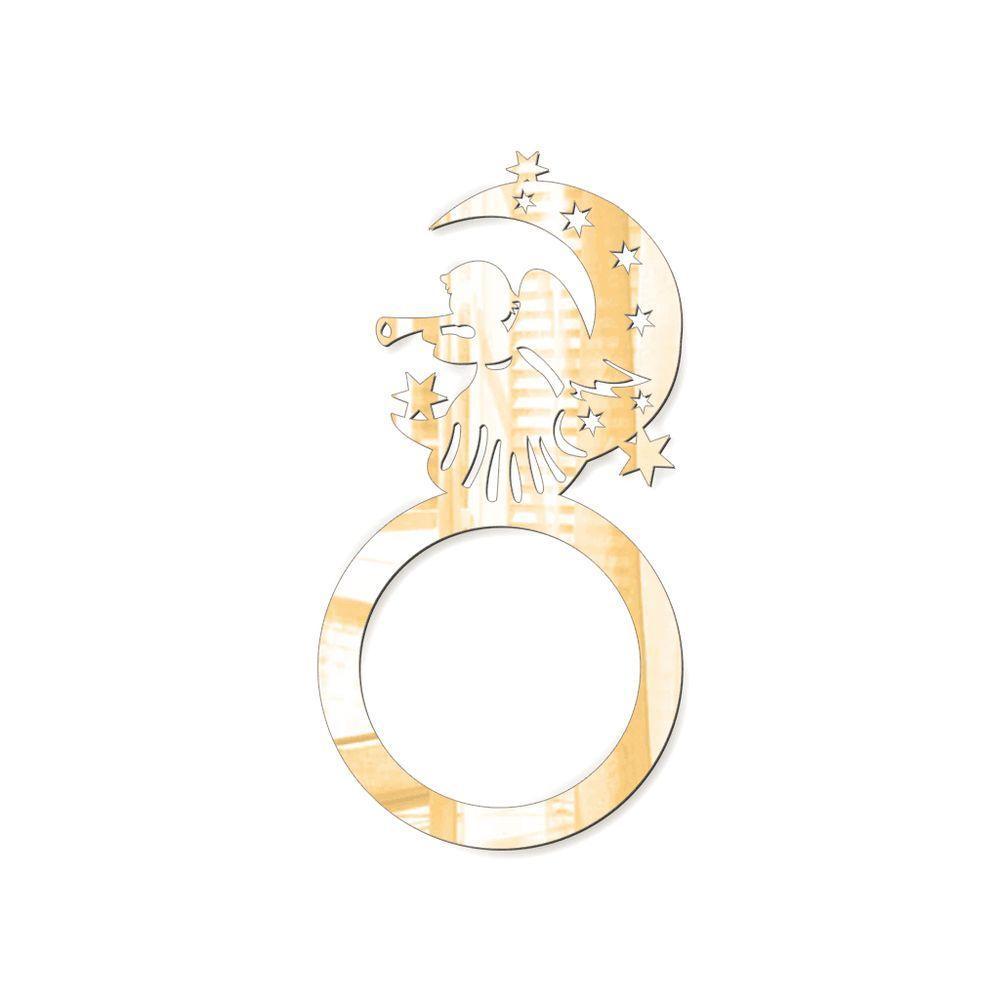 Porta Guardanapo Anjo De Natal Espelhado Kit Com 4 Peças 4,5cmx8,5cm - Cria Arte Laser Dourado - 2