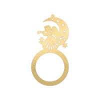 Porta Guardanapo Anjo De Natal Kit Com 4 Peças 4,5cmx8,5cm - Cria Arte Laser Dourado - 1
