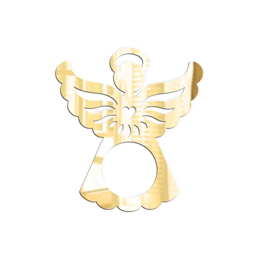 Porta Guardanapo Anjinho Espelhado Kit Com 4 Peças 7cmx8cm - Cria Arte Laser Dourado - 1