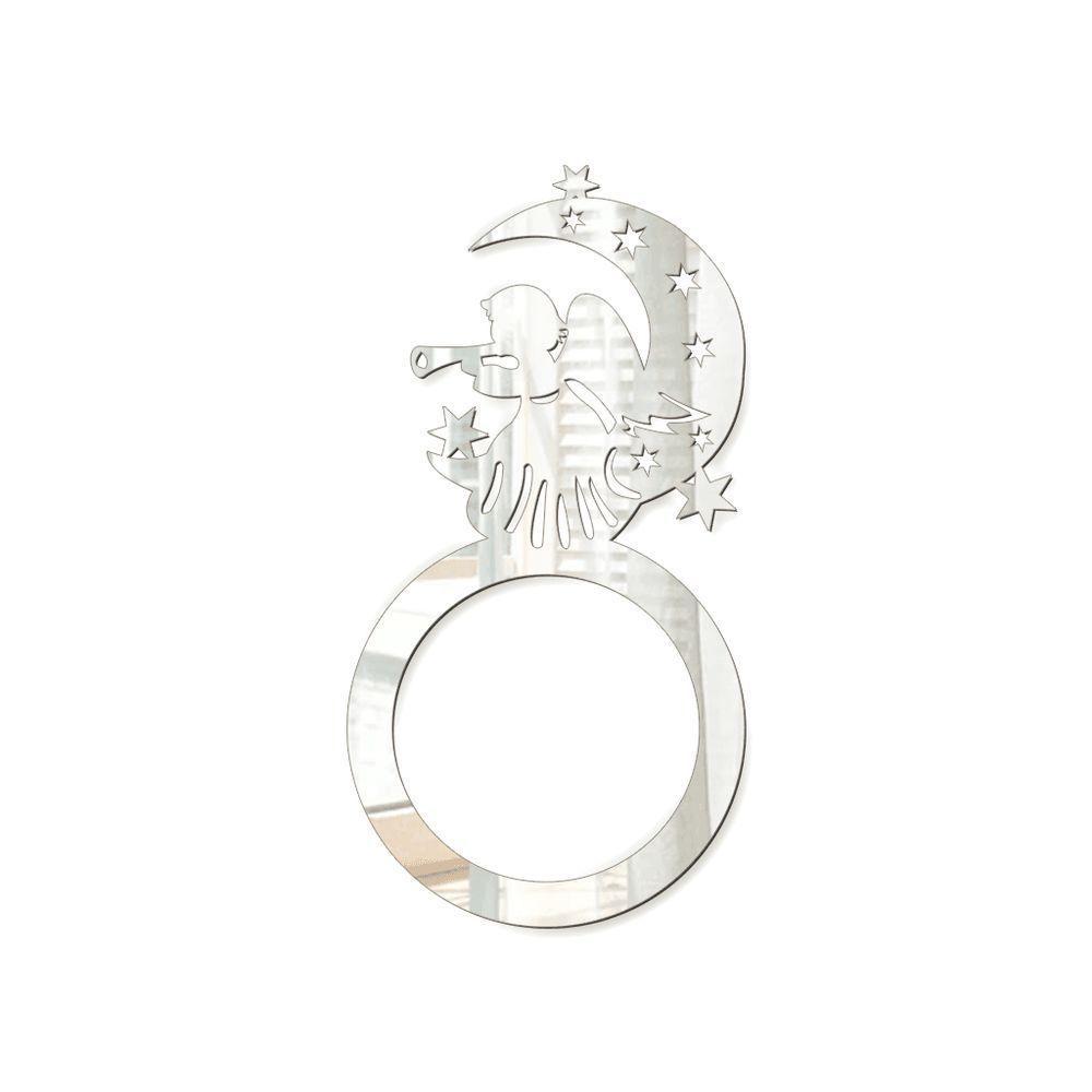 Porta Guardanapo Anjo De Natal Espelhado Kit Com 4 Peças 4,5cmx8,5cm - Cria Arte Laser Prata - 2