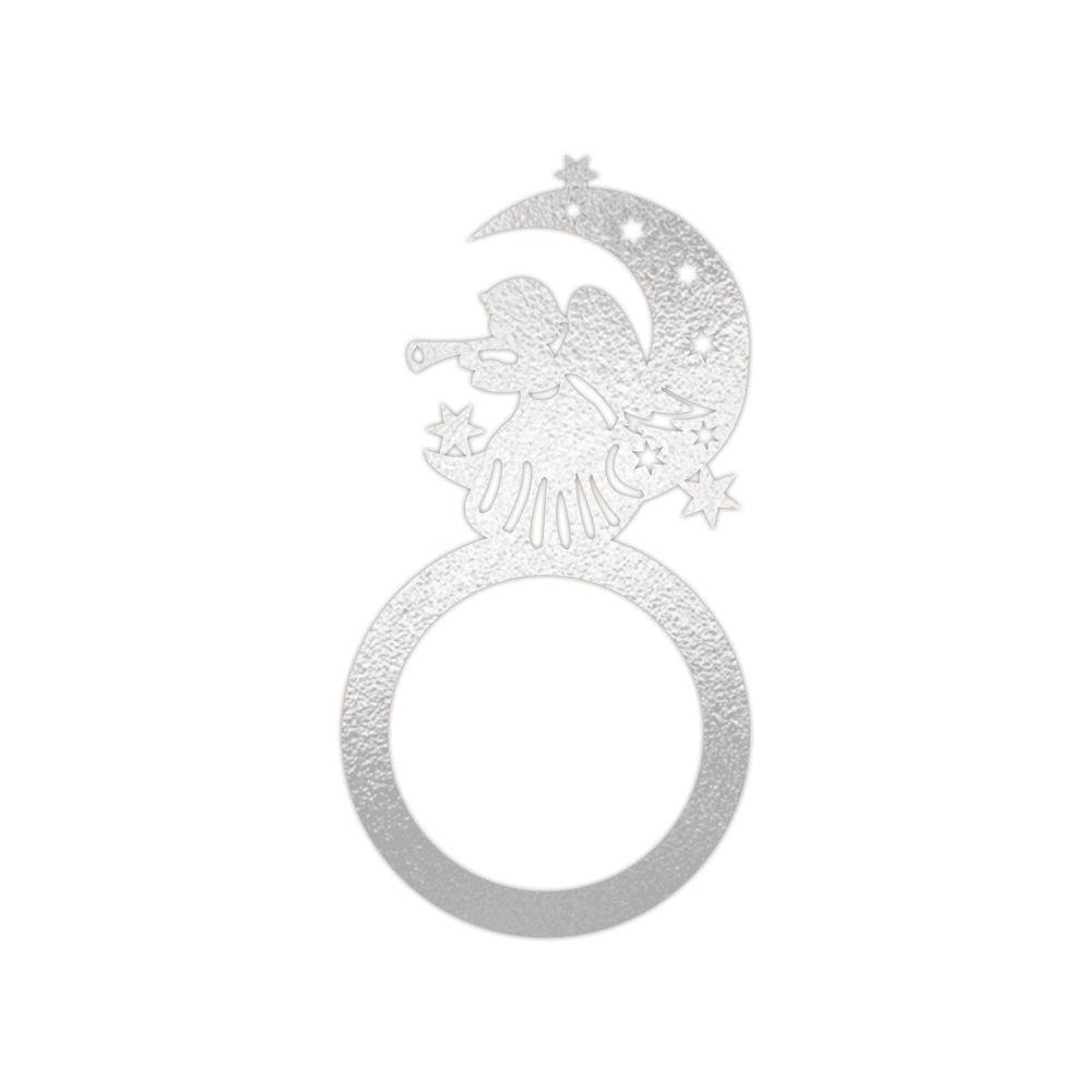 Porta Guardanapo Anjo De Natal Kit Com 4 Peças 4,5cmx8,5cm - Cria Arte Laser Prata - 1