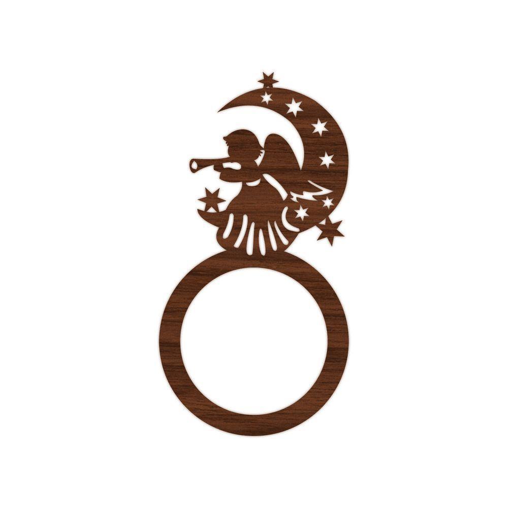 Porta Guardanapo Anjo De Natal Kit Com 4 Peças 4,5cmx8,5cm - Cria Arte Laser Madeira Escuro - 1