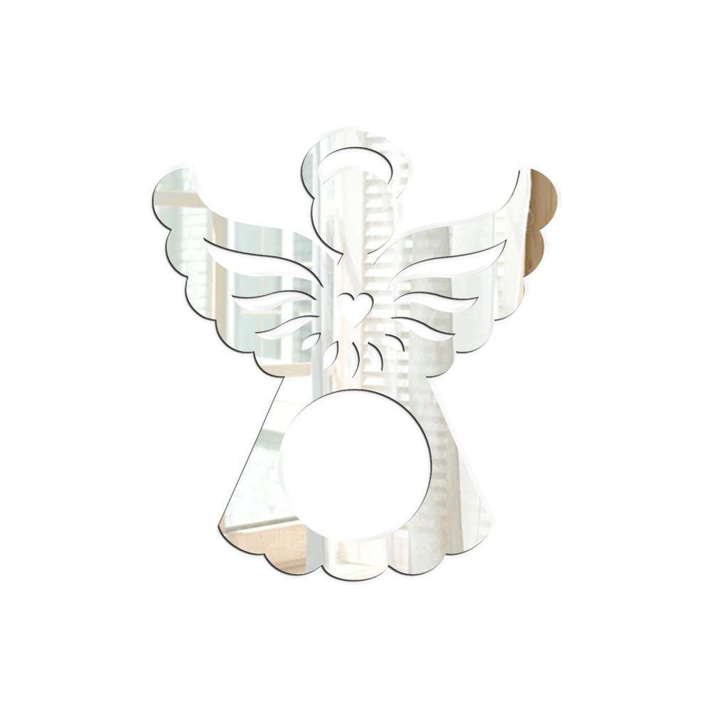Porta Guardanapo Anjinho Espelhado Kit Com 4 Peças 7cmx8cm - Cria Arte Laser Prata - 1