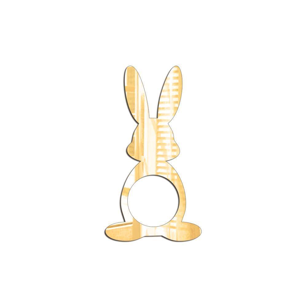 Porta Guardanapo Coelho Frente Espelhado Kit 4 Peças 5,5cmx10cm - Cria Arte Laser Dourado - 1