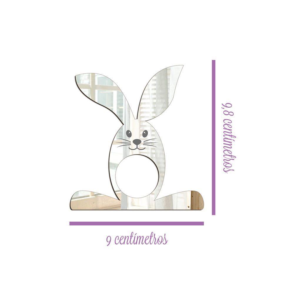 Porta Guardanapo Coelho Com Carinha Espelhado Kit 4 Peças 9cmx9,8cm - Cria Arte Laser Prata - 2