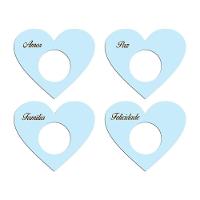 Porta Guardanapo Coração Desejos Kit 4 Peças 7,5cmx6,5cm - Cria Arte Laser Azul Claro - 1