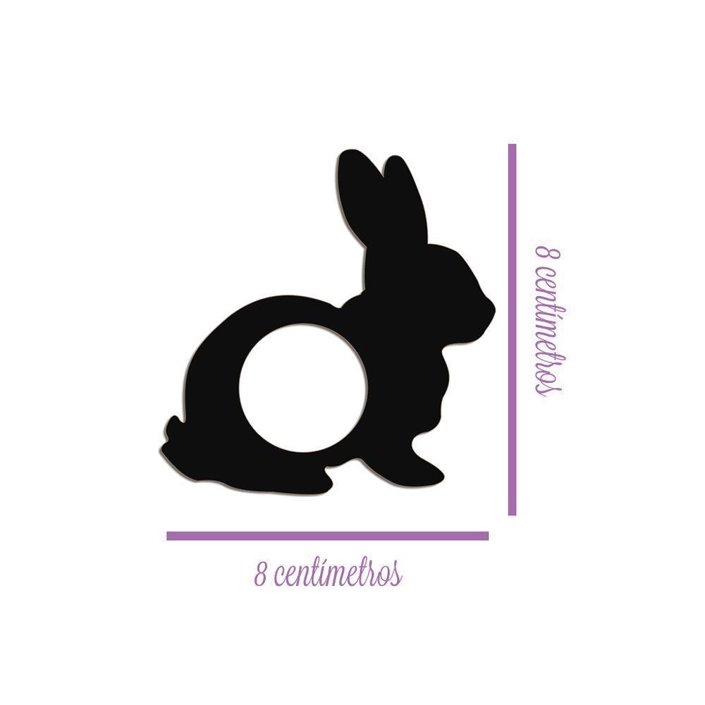 Porta Guardanapo Coelho Kit 4 Peças 8cmx8cm - Cria Arte Laser Prata - 2