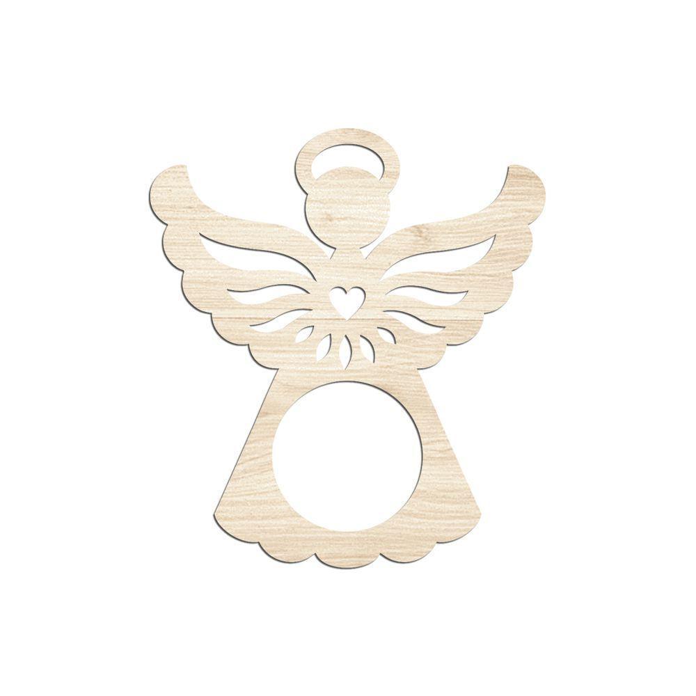 Porta Guardanapo Anjinho Kit Com 4 Peças 7cmx8cm - Cria Arte Laser Madeira Clara - 1