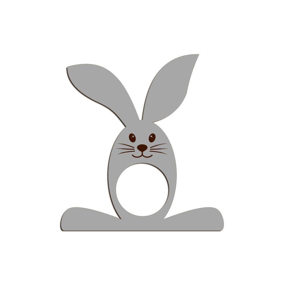 Porta Guardanapo Coelho Com Carinha 9cmx9,8cm Kit 4 Peças - Cria Arte Laser Cinza - 1