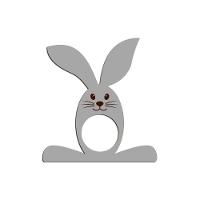 Porta Guardanapo Coelho Com Carinha 9cmx9,8cm Kit 4 Peças - Cria Arte Laser Cinza - 1