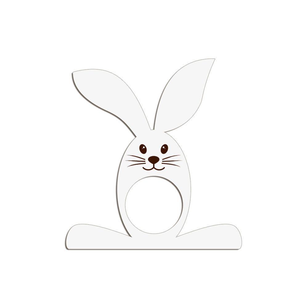 Porta Guardanapo Coelho Com Carinha 9cmx9,8cm Kit 4 Peças - Cria Arte Laser Branco - 1