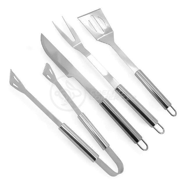 Kit Churrasco 4 Peças Em Aço Inox Com Maleta Em Alumínio - 3