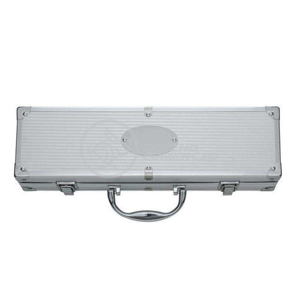 Kit Churrasco 4 Peças Em Aço Inox Com Maleta Em Alumínio - 4