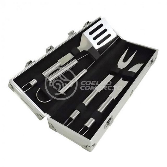 Kit Churrasco 4 Peças Em Aço Inox Com Maleta Em Alumínio - 9