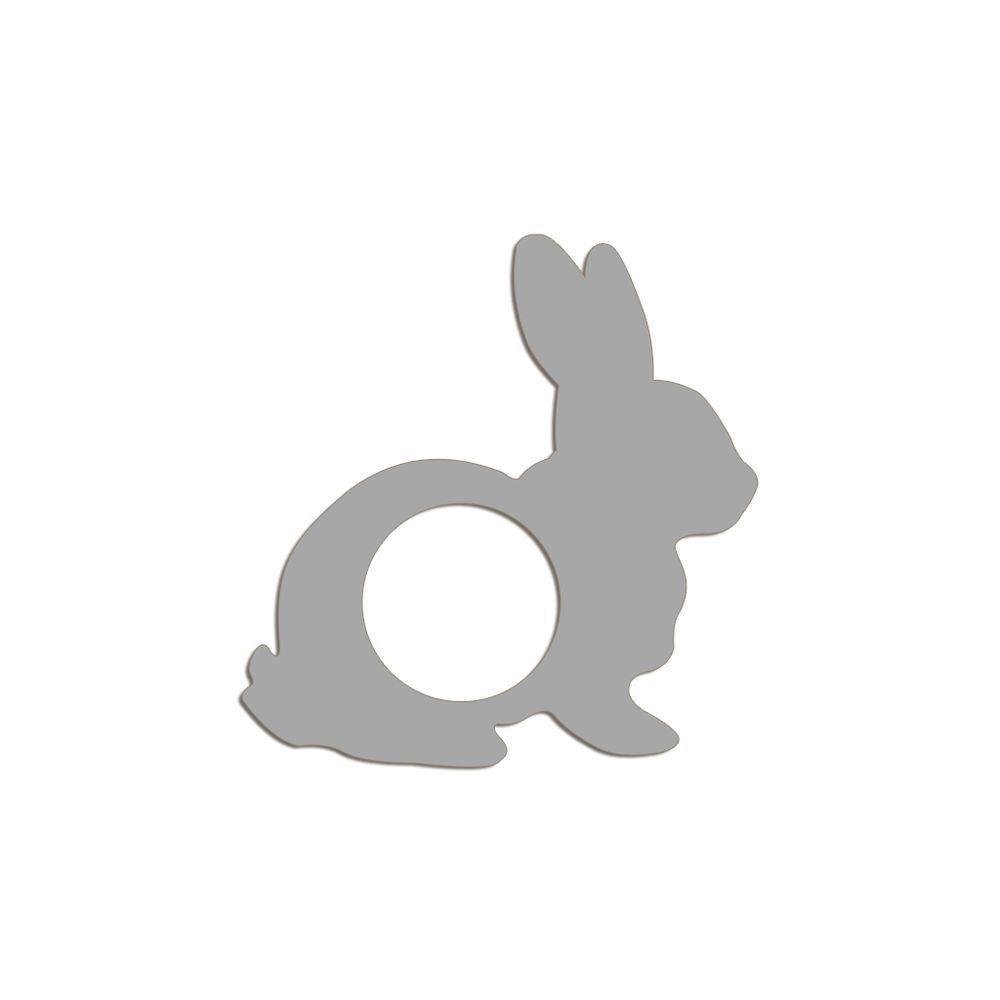 Porta Guardanapo Coelho Kit 4 Peças 8cmx8cm - Cria Arte Laser Cinza Claro - 1