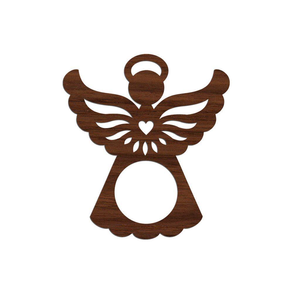 Porta Guardanapo Anjinho Kit Com 4 Peças 7cmx8cm - Cria Arte Laser Madeira Escuro - 1