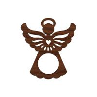 Porta Guardanapo Anjinho Kit Com 4 Peças 7cmx8cm - Cria Arte Laser Madeira Escuro - 1