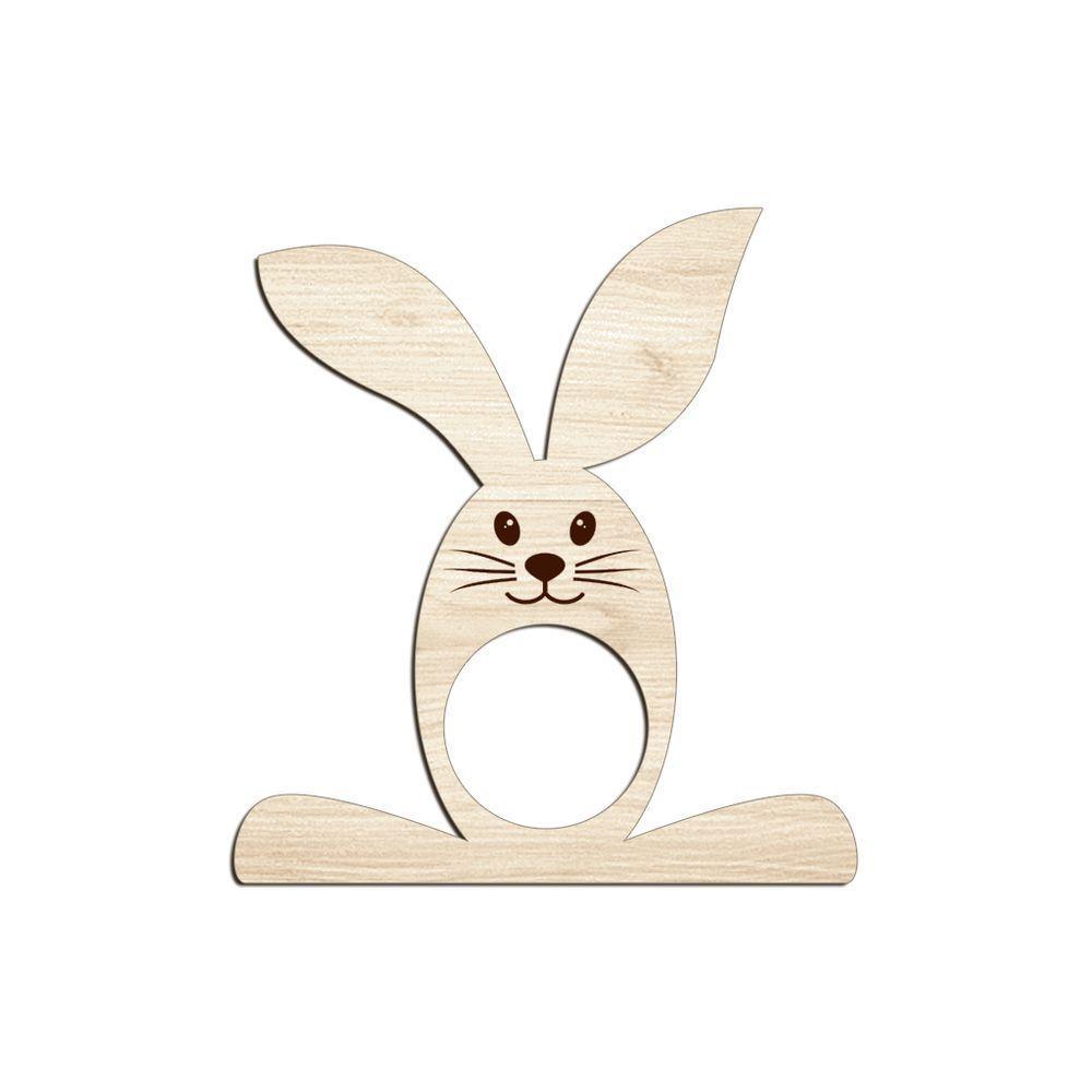 Porta Guardanapo Coelho Com Carinha 9cmx9,8cm Kit 4 Peças - Cria Arte Laser Madeira Clara - 1
