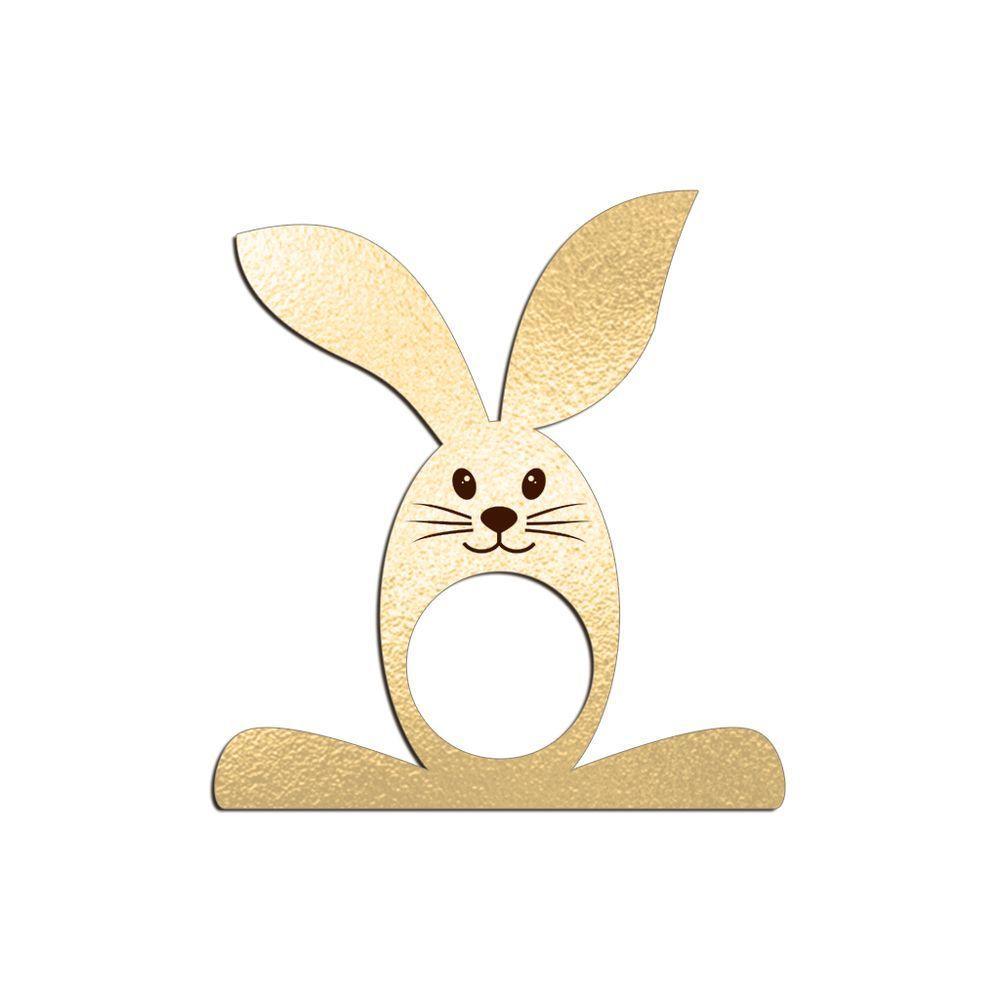 Porta Guardanapo Coelho Com Carinha 9cmx9,8cm Kit 4 Peças - Cria Arte Laser Dourado - 1