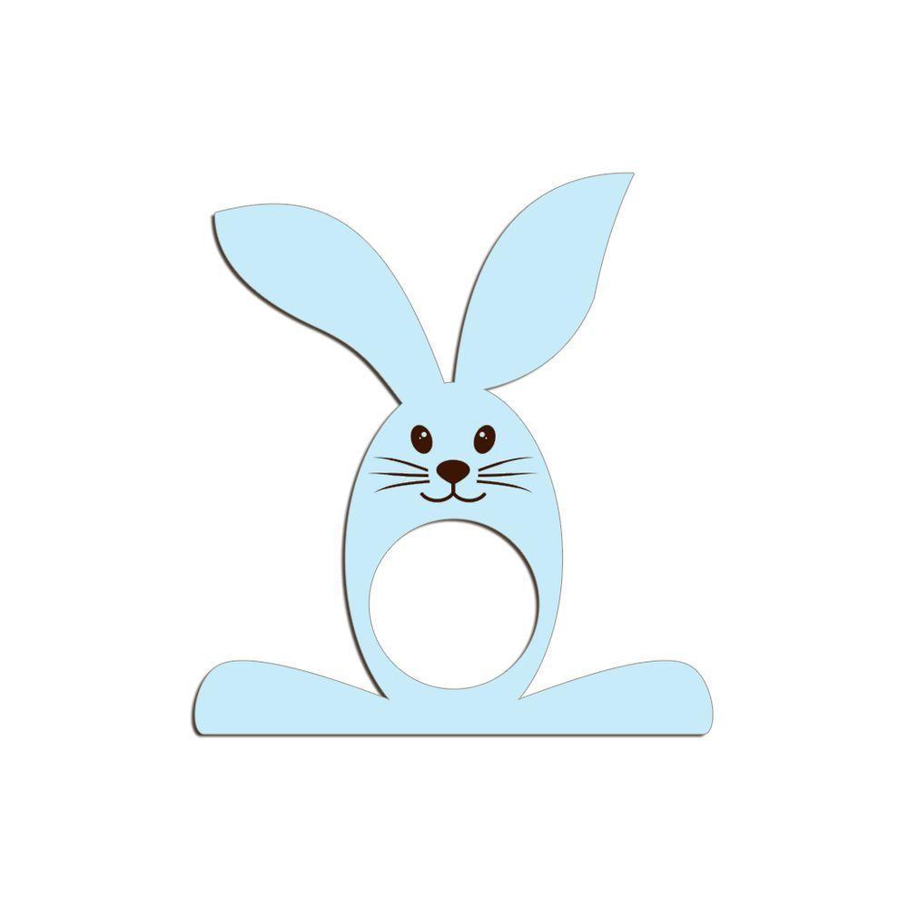 Porta Guardanapo Coelho Com Carinha 9cmx9,8cm Kit 4 Peças - Cria Arte Laser Azul Claro - 1