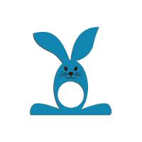 Porta Guardanapo Coelho Com Carinha 9cmx9,8cm Kit 4 Peças - Cria Arte Laser Azul - 1