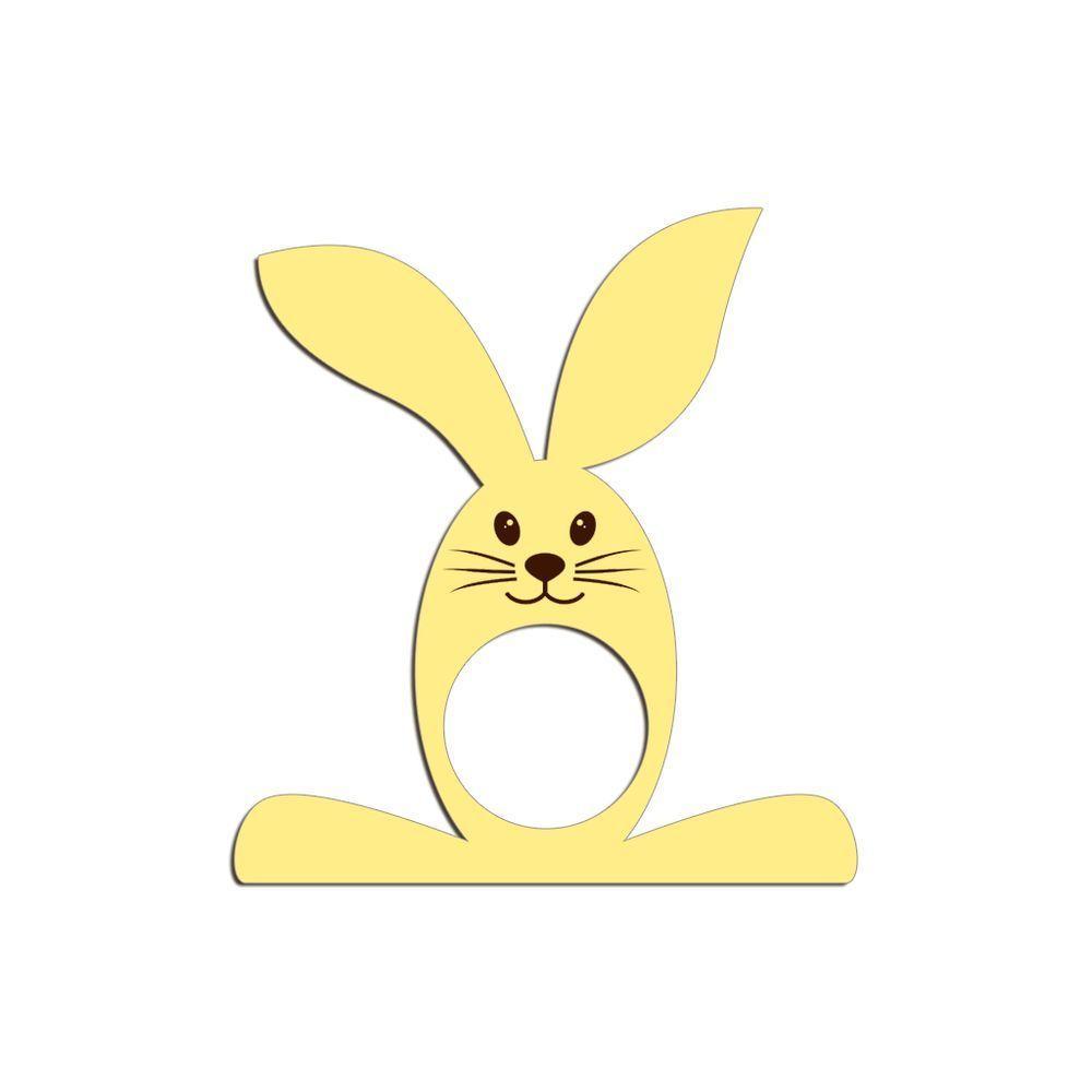 Porta Guardanapo Coelho Com Carinha 9cmx9,8cm Kit 4 Peças - Cria Arte Laser Amarelo - 1