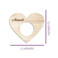 Porta Guardanapo Coração Desejos Kit 4 Peças 7,5cmx6,5cm - Cria Arte Laser Prata - 2