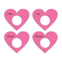 Porta Guardanapo Coração Desejos Kit 4 Peças 7,5cmx6,5cm - Cria Arte Laser Rosa - 1