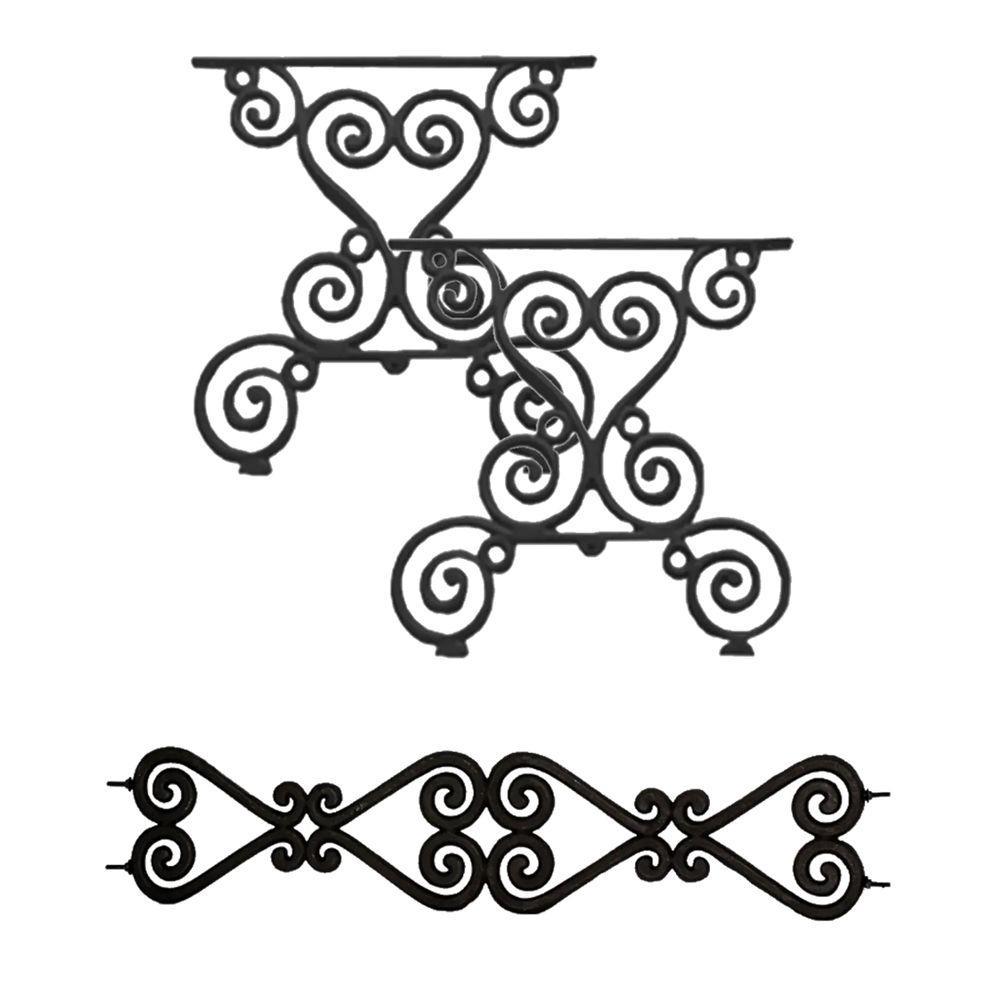 Kit Par Pé De Mesa E Trava Churrasqueira Ferro Fundido N02. - 1