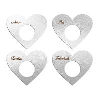 Porta Guardanapo Coração Desejos Kit 4 Peças 7,5cmx6,5cm - Cria Arte Laser Prata - 1
