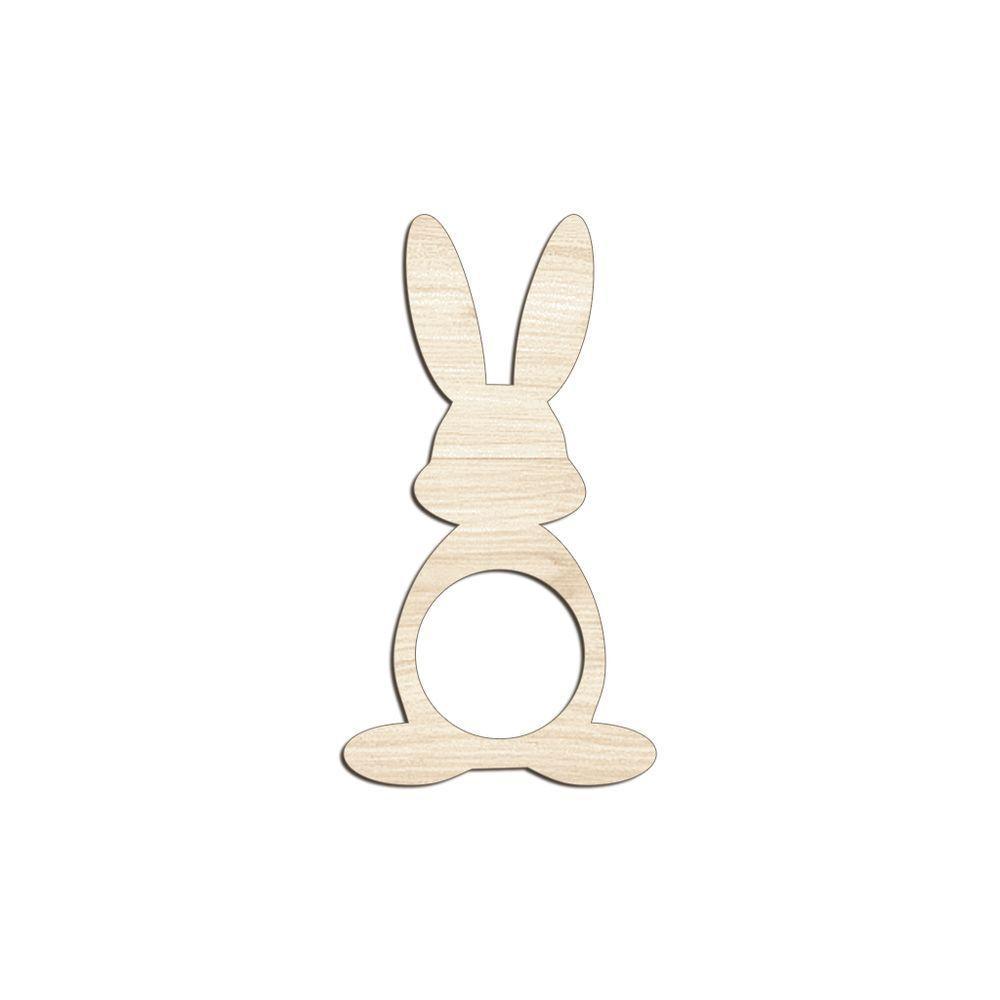 Porta Guardanapo Coelho Frente Kit 4 Peças 5,5cmx10cm- Cria Arte Laser Madeira Clara - 1