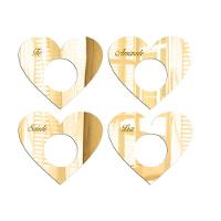 Porta Guardanapo Coração Desejos Espelhado Kit 4 Peças 7,5cmx6,5cm - Cria Arte Laser Dourado - 1