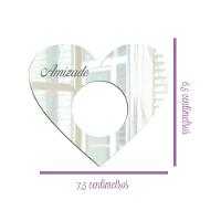 Porta Guardanapo Coração Desejos Espelhado Kit 4 Peças 7,5cmx6,5cm - Cria Arte Laser Dourado - 2