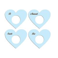 Porta Guardanapo Coração Desejos Kit 4 Peças 7,5cmx6,5cm - Cria Arte Laser Azul Claro - 1