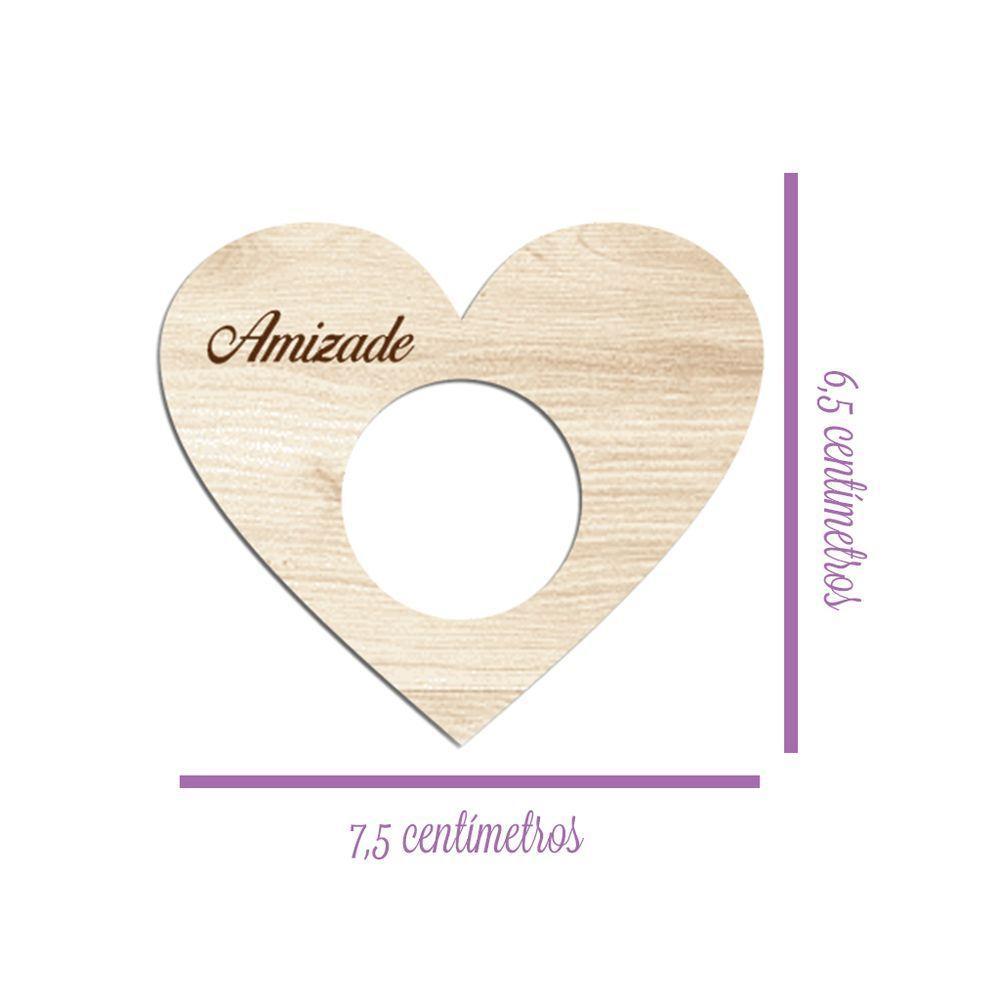 Porta Guardanapo Coração Desejos Kit 4 Peças 7,5cmx6,5cm - Cria Arte Laser Dourado - 2