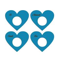 Porta Guardanapo Coração Desejos Kit 4 Peças 7,5cmx6,5cm - Cria Arte Laser Azul - 1