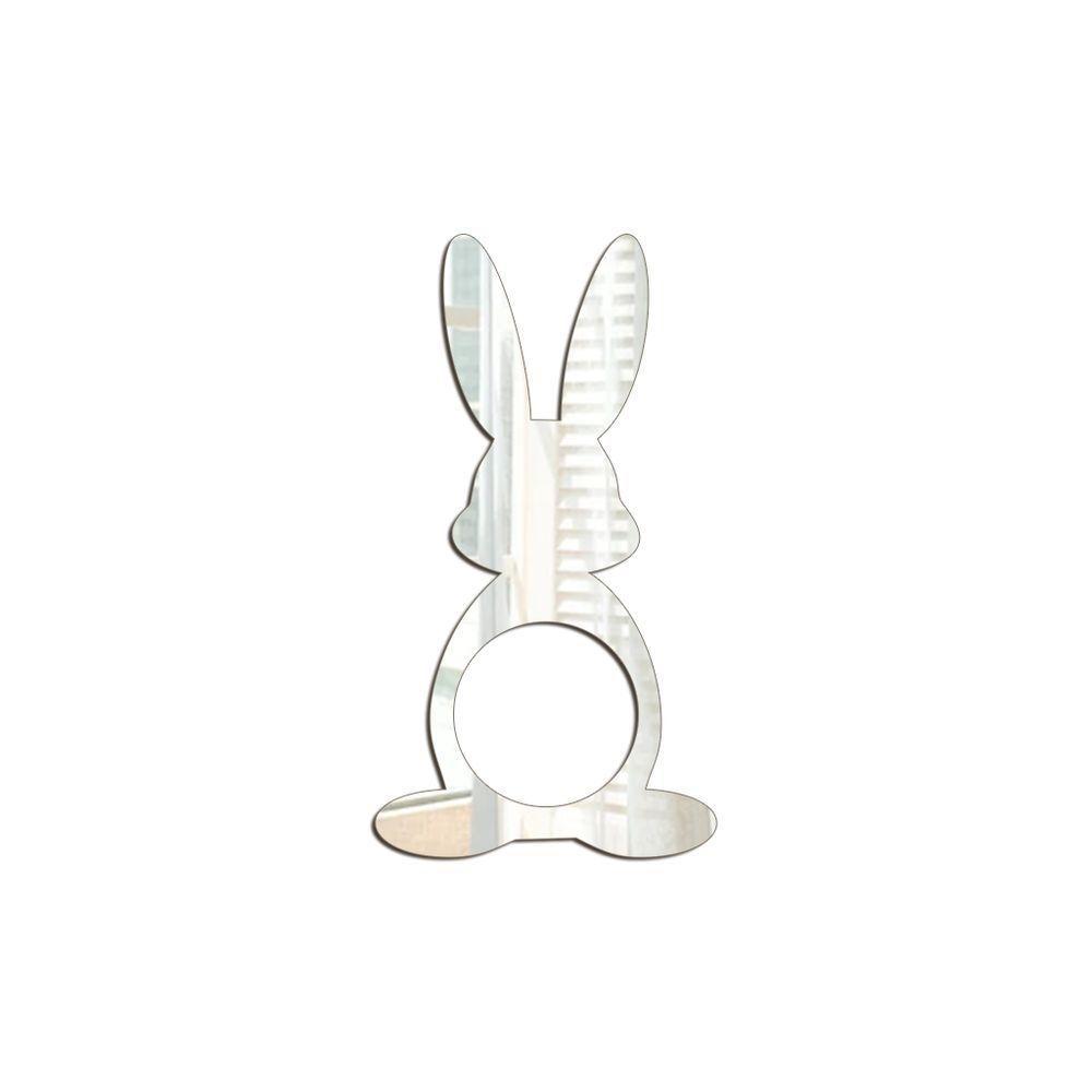 Porta Guardanapo Coelho Frente Espelhado Kit 4 Peças 5,5cmx10cm - Cria Arte Laser Prata - 1