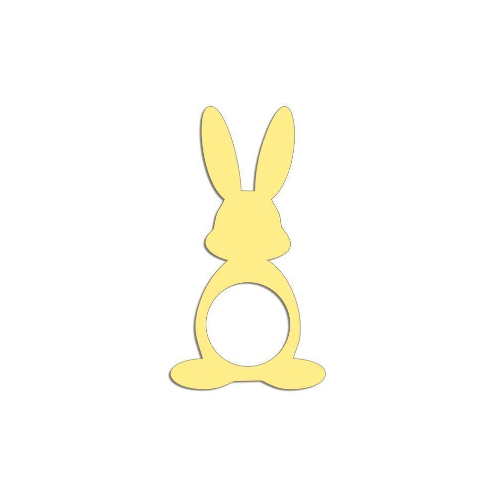 Porta Guardanapo Coelho Frente Kit 4 Peças 5,5cmx10cm- Cria Arte Laser Amarelo - 1