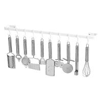 Porta Utensílios e Talheres de Parede 60cm 10 Ganchos Branco - 6