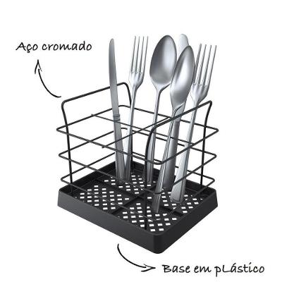 Porta Talher Com Fundo Em Plástico - Stolf Preto