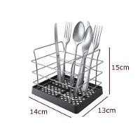 Porta Talheres Em Aço Com Fundo Em Plástico - Stolf Preto - 2